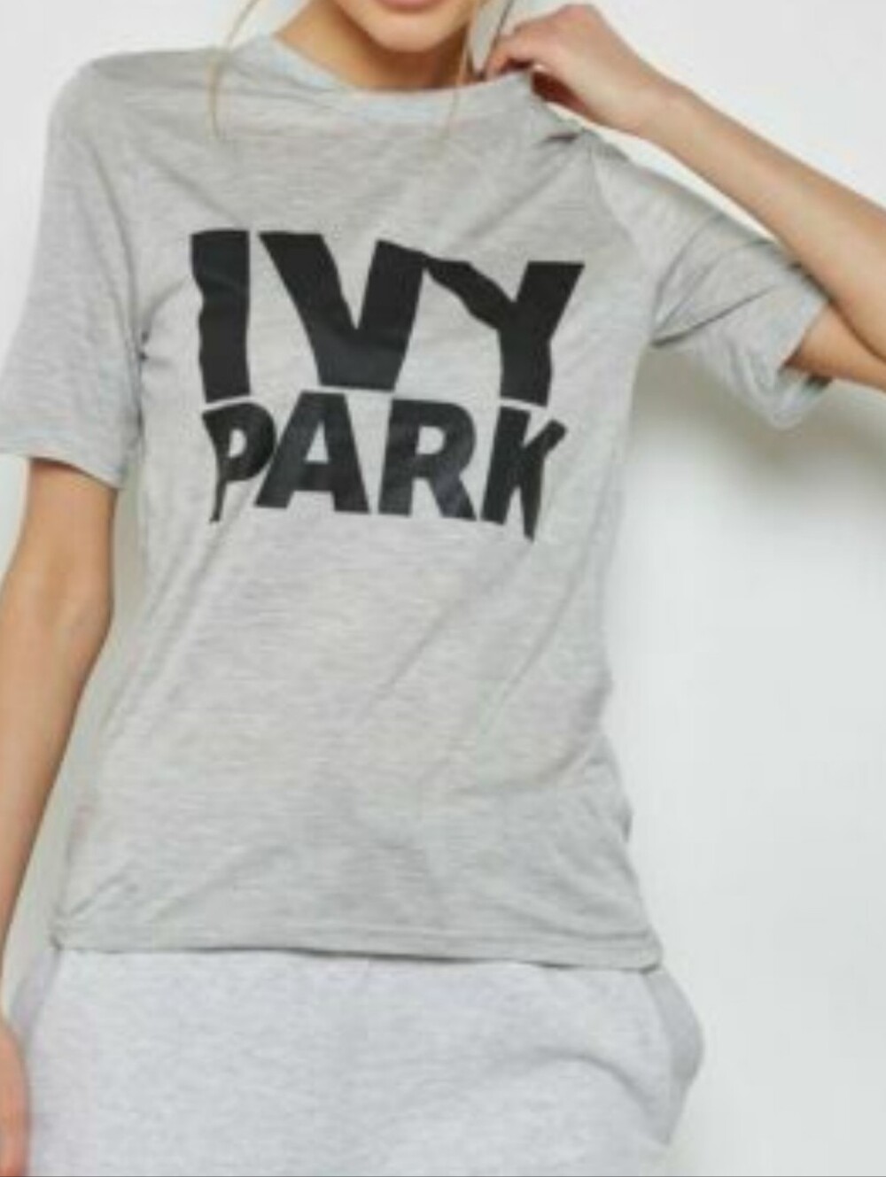 IVY PARK Light Gray Tee with Black Logo